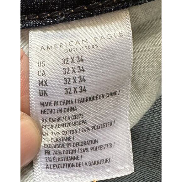 American Eagle Mens Jeans Bootcut 5 Pocket Distressed 10 In Rise 32 X 34 - Picture 2 of 12